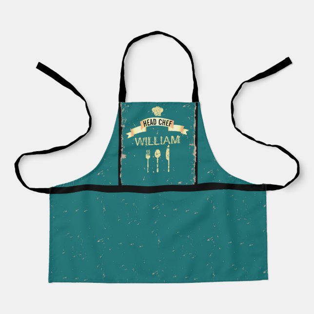 Cool Head Chef name boy Apron (Front)
