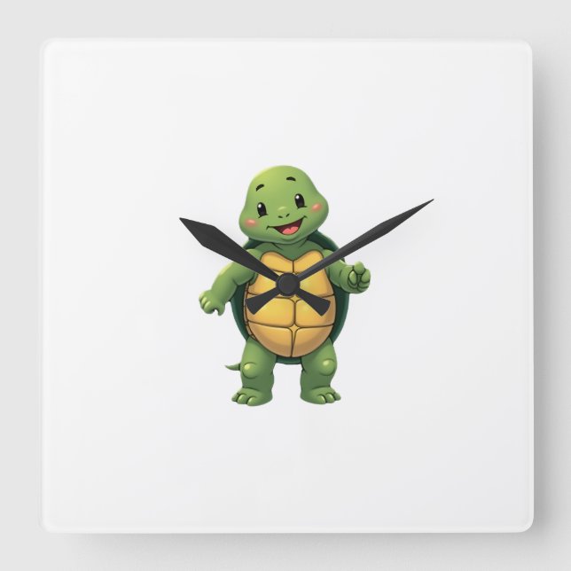 Cool Headless Turtle Halloween Costume _ Funny Laz Square Wall Clock (Front)