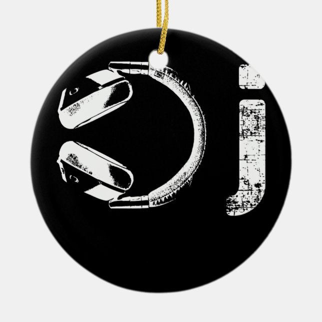 Cool Headphones Design For Men Women DJ Music Ceramic Ornament (Front)