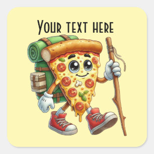 Cool hiking pizza party square sticker