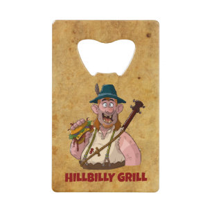 Cool HillBilly Grill Bottle Opener. Credit Card Bottle Opener