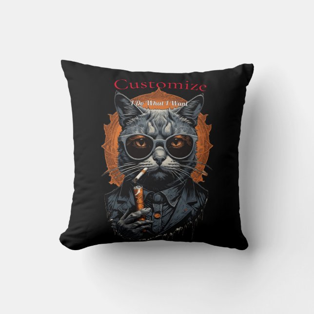 Cool Hip Cat Thunder_Cove Throw Pillow (Front)