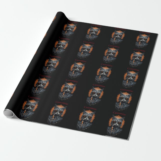 Cool Hip Cat Thunder_Cove Wrapping Paper (Unrolled)