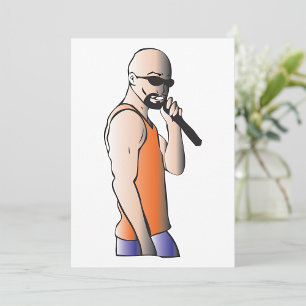Cool Hip Hop Bald Guy Singer with Microphone  Invitation