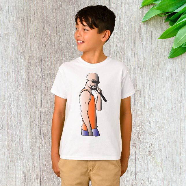 Cool Hip Hop Bald Guy Singer with Microphone  T-Shirt (Creator Uploaded)