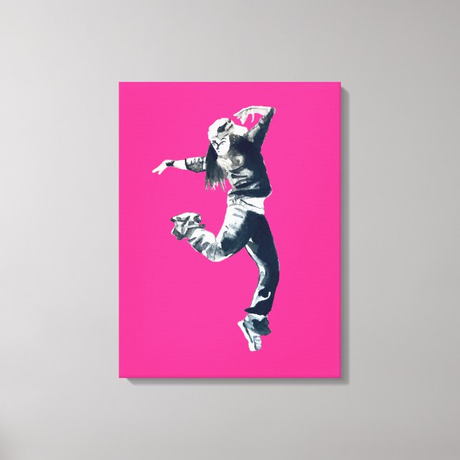 Cool hip hop dancer art canvas print (Front)