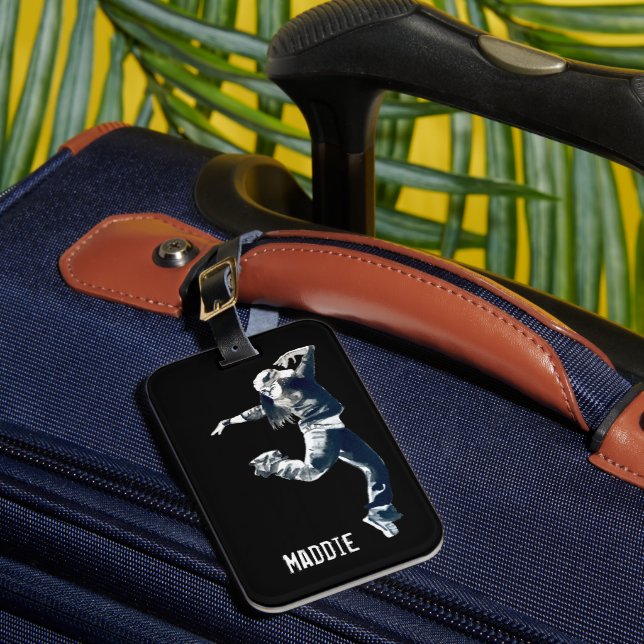 Cool hip hop dancer art luggage tag (Front Insitu 1)