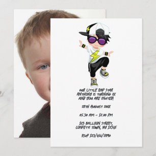 Cool Hip Hop Rap Boy Break Dancer Birthday Party Invitation