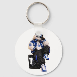 Cool Hip Hop Teddy Bear Round Pin Back Button Keychain