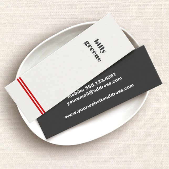 Cool Hip Minimalistic Red Striped Mini Business Card (Creator Uploaded)