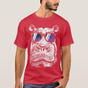 Cool Hippopotamus  Hippo Lover Hipster Wildlife Zo T-Shirt