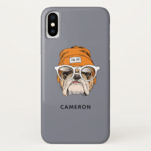 Cool Hipster Bulldog   Add Your Name Case-Mate iPhone Case
