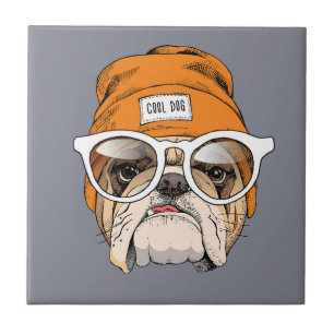 Cool Hipster Bulldog Tile
