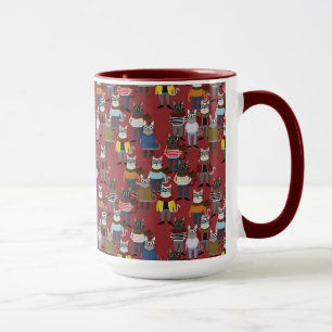 Cool Hipster Cat Pattern Mug
