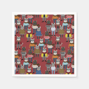 Cool Hipster Cat Pattern Napkin