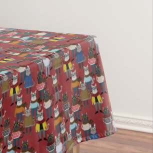Cool Hipster Cat Pattern Tablecloth