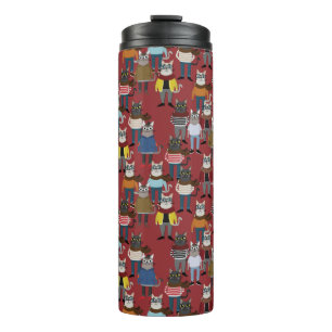 Cool Hipster Cat Pattern Thermal Tumbler