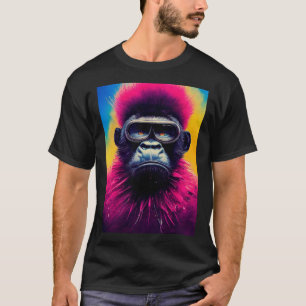 Cool Hipster Colourful Gorilla Illustration Graphi T-Shirt