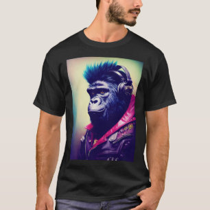 Cool Hipster Colourful Gorilla Illustration Graphi T-Shirt