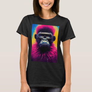Cool Hipster Colourful Gorilla Illustration Graphi T-Shirt