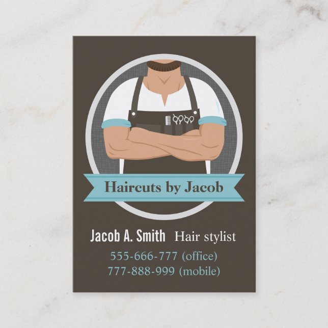 Cool Hipster élégant Barber Shop Cartes de visite (Devant)