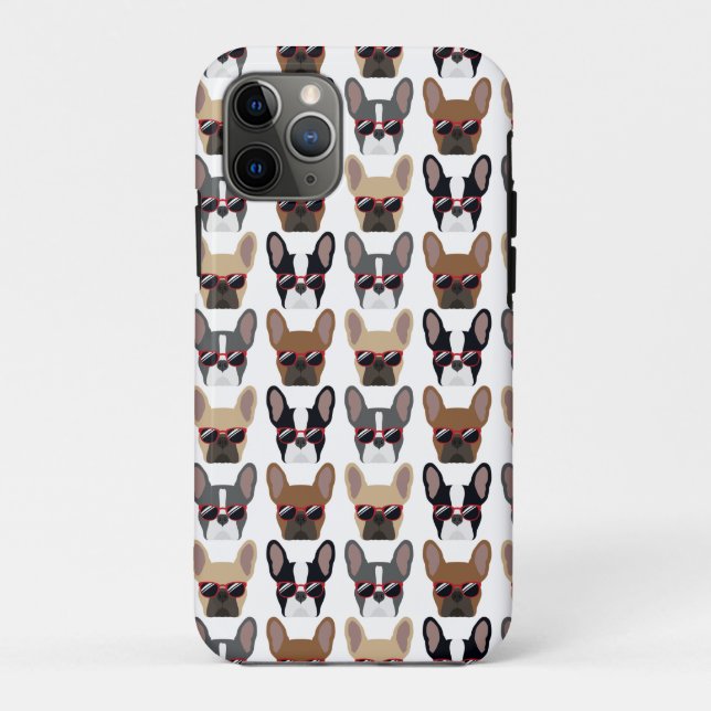 Cool Hipster French Bulldog Patterned Phone Case (Back)