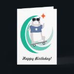 Cool Hipster Skateboarding Bear Birthday Card<br><div class="desc">A birthday card with a cool hipster bear riding a skateboard through a whimsical half-pipe. Add your own personal message to the inside of the card,  or simply purchase as is and hand-write your greeting.</div>