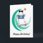 Cool Hipster Skateboarding Bear Birthday Card<br><div class="desc">A birthday card with a cool hipster bear riding a skateboard through a whimsical half-pipe. Add your own personal message to the inside of the card,  or simply purchase as is and hand-write your greeting.</div>