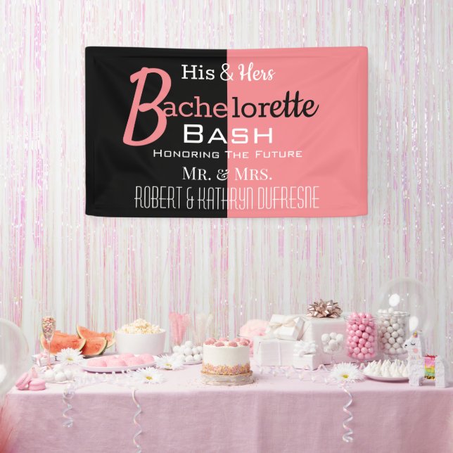 Cool His & Hers Combo Bachelor/ette Personalized Banner (Party)
