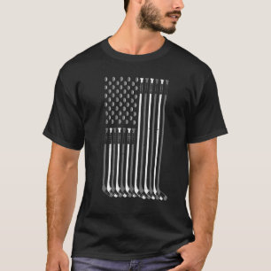 Cool Hockey For Men Women American Flag Hockey Goa T-Shirt