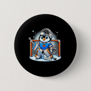 Cool Hockey Goalie Penguin – Funny Winter Sports D 2 Inch Round Button