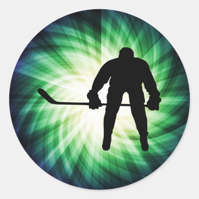 Cool Hockey Player Classic Round Sticker (Front)