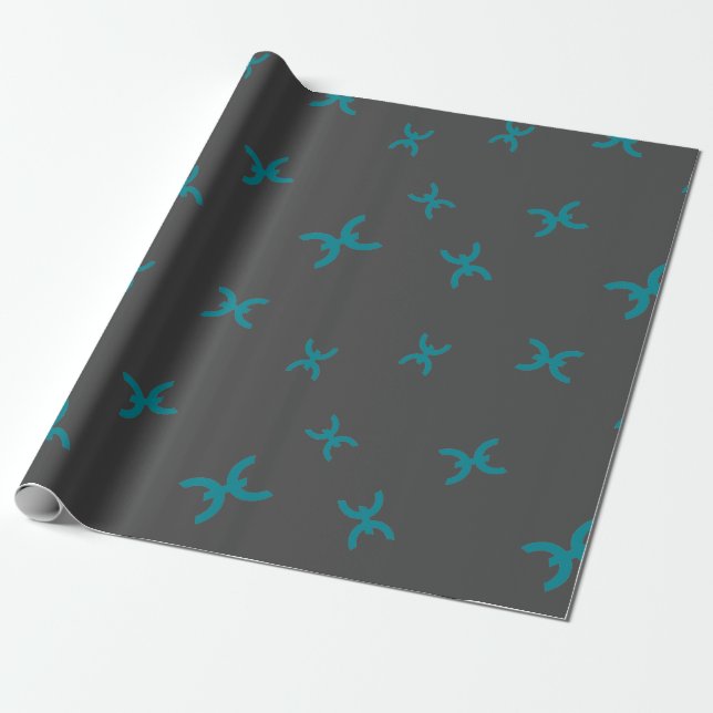 Cool Holo Cryptocurrency Coin Sign Pattern Wrapping Paper (Unrolled)