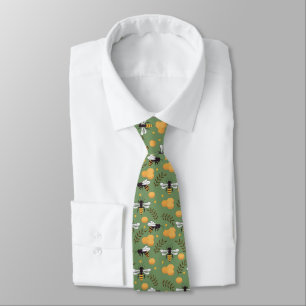 cool honey bee tiled pattern Neck Tie
