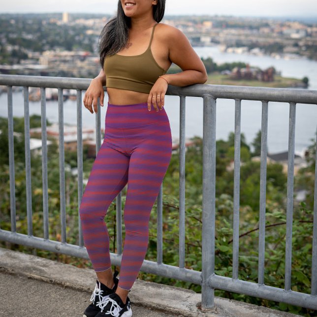 Cool Horizontal Red Gradient Stripes Trippy Leggings (Creator Uploaded)