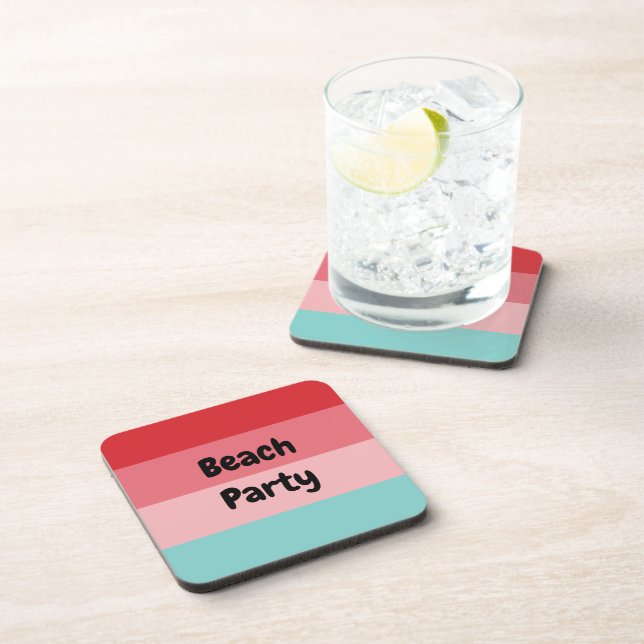 Cool Horizontal Striped Beach Party Coaster (Right Side)