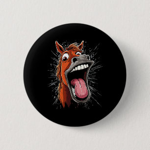 Cool Horse Showing Tongue Horses Riding On Horseba 2 Inch Round Button