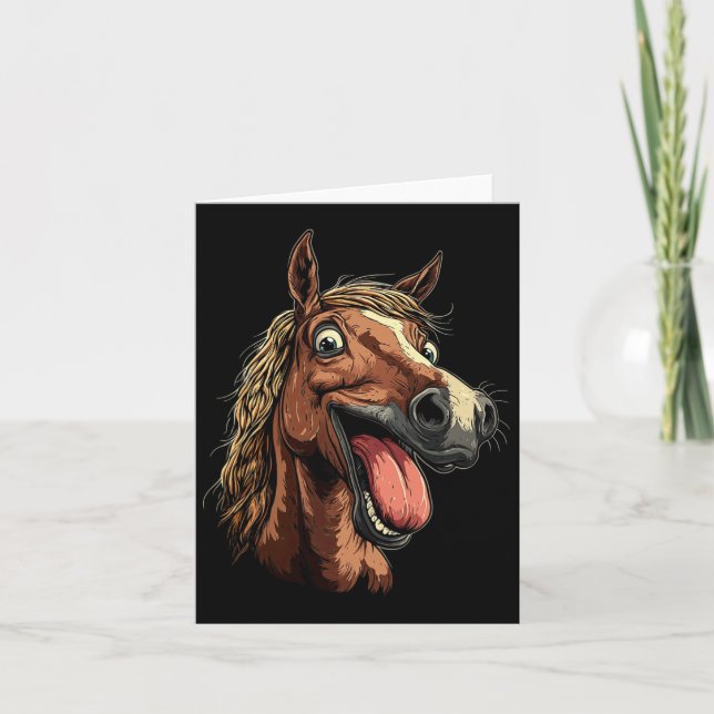 Cool Horse Showing Tongue Horses Riding On Horseba Card (Front)