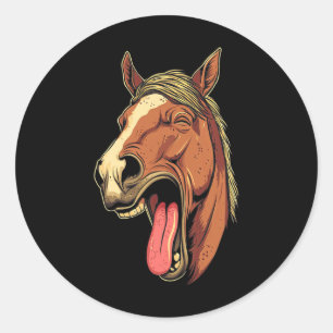 Cool Horse Showing Tongue Horses Riding On Horseba Classic Round Sticker