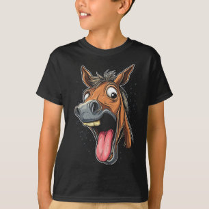 Cool Horse Showing Tongue Horses Riding On Horseba T-Shirt