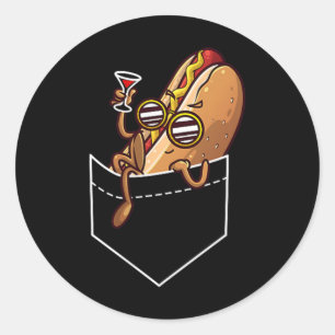 Cool Hot Dog Design For Men Women Kids Dish Hot Do Classic Round Sticker