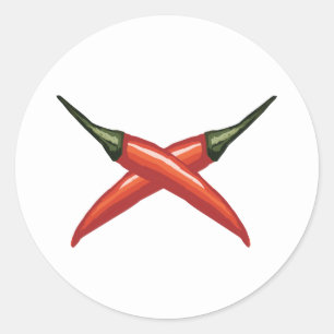Cool hot peppers classic round sticker