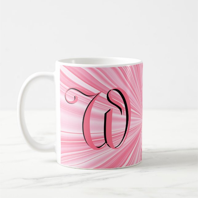 Cool Hot Pink Colour Burst Monogram Initial Custom Coffee Mug (Left)