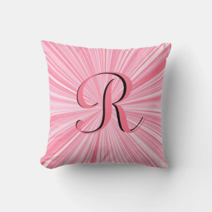 Cool Hot Pink Colour Burst Monogram Initial Custom Throw Pillow