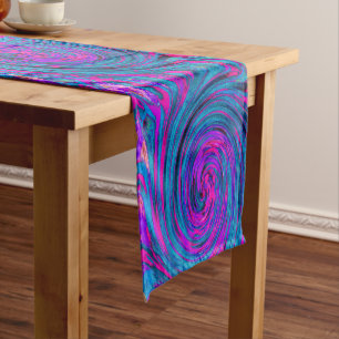 Cool Hot Pink, Purple and Blue Abstract Retro Short Table Runner