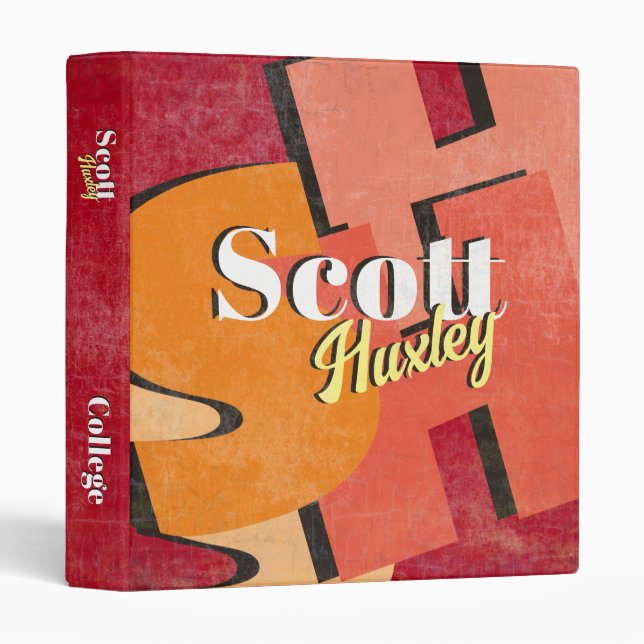 Cool Hot Red Colour Personalized Modern Binder (Front/Spine)