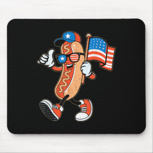 Cool Hotdog Sungles With American Flag 4th Of July Mouse Pad