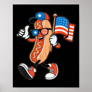 Cool Hotdog Sungles With American Flag 4th Of July Poster