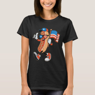 Cool Hotdog Sungles With American Flag 4th Of July T-Shirt
