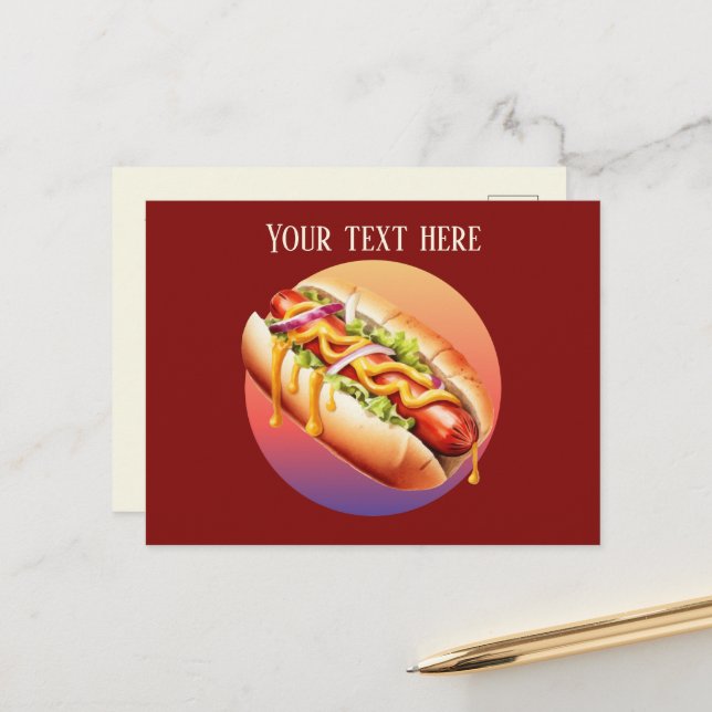 Cool hotdog vendors add message  postcard (Front/Back In Situ)